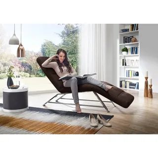 W.Schillig Relaxliege daily dreams Leder/Polyester 75 x 91 x 170 cm Braun mit Kissen