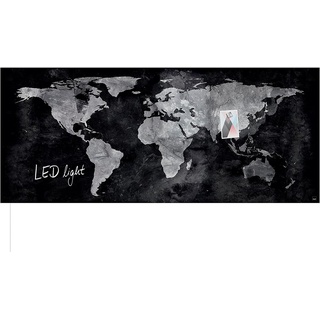 Sigel Magnettafel, Sigel Glas Magnetboard LED Beleuchtung 130x55 cm Weltkarte Wand schwarz