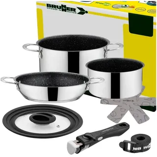 BRUNNER Topf-Set BRUNNER Camping Kochgeschirr Edelstahl ACADEMY NG Stapelbar, Leicht, (5-tlg) Ø 20 cm