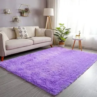 Teppich Hochflor Shaggy Wohnzimmer Schlafzimmer Violett 200 x 300 cm
