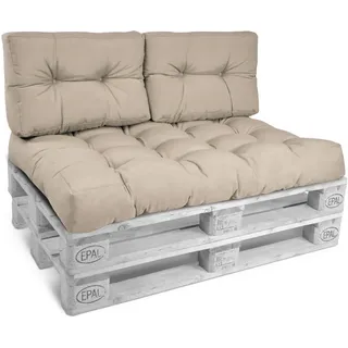 Beautissu Palettenkissen 60 x 40 x 20 cm beige 2-tlg.