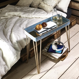 Beistelltisch HAKU Tische Gr. B/H/T: 60 cm x 54 cm x 31 cm, blau (bronze, blau) Beistelltische Tisch