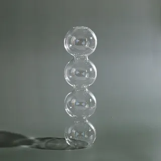 Umweltfreundliche Glasvase Mit 4 Kugeln – 23 X 6 Cm, 2 Cm Durchmesser – Transparent, Blau, Gelb, Rosa – Einzelstück