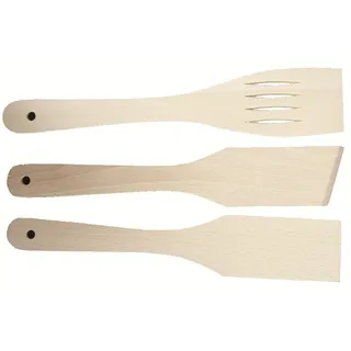 Hagspiel Kochlöffel aus Buchen Holz roh geschliffen, Pfannenwender je 1 Stk. Pfannenwender gerade, 1 Stk. Pfannenwender schräg, 1 St. Pfannenwender gebrochen