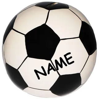 Spardose Fußball/Ball incl. Name - aus Porzellan/Keramik - Sparschwein lustig witzig - Bälle - Sport/Verein - Fussballer - für Erwachsene/Kinder M..
