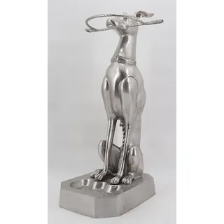 Casa Padrino Luxus Bronze Schirmständer Skulptur Windhund Silber 38 x 43 x H. 81 cm - Deko Bronzefigur - Luxus Kollektion