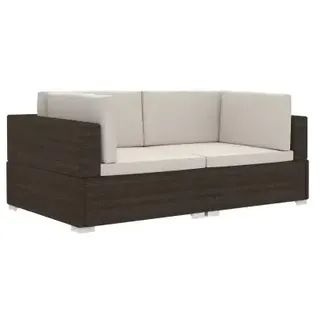 vidaXL Polyrattan Ecksofas mit Auflagen 2-tlg. braun 47261
