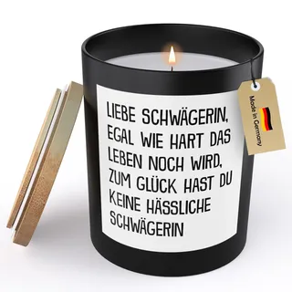 22Feels Schwägerin Geschenk VON SCHWÄGERIN Spruchkerze Hochzeit Sojawachs Kerze im Glas "Egal Wie Hart" Schwester der Braut Bräutigam Handgemacht Duft Vegan Nachhaltig - ZITRUS