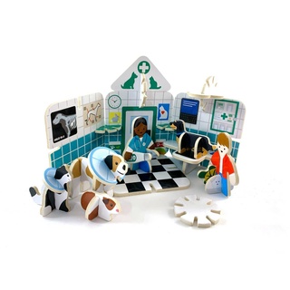 suebidou Konstruktions-Spielset 3D Spielset Tierarzt Pop Out Spiel für Kinder zum Aufbauen/Spielen bunt