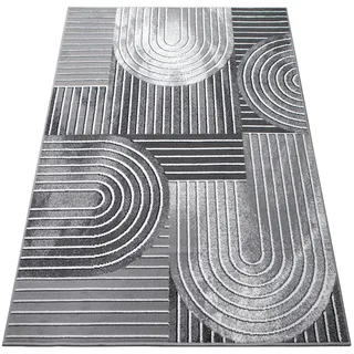 Teppich MY HOME "»Lysandra«" Teppiche Gr. B/L: 240 cm x 320 cm, 8 mm, 1 St., grau (dunkelgrau) Esszimmerteppiche 3D-Effekt, softer Kurzflor, pflegeleicht, leichter Glanz, Scandi-Look