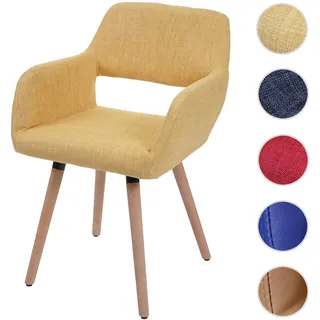 Einzelst�ck | Esszimmerstuhl HWC-A50 II, Stuhl Küchenstuhl, Retro 50er Jahre Design ~ Textil, gelb, helle Beine