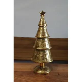 Grosse Tanne mit Verzierung aus Polyresin, gold, H 38,5 cm, Weihnachtsbaum
