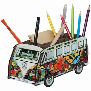 Werkhaus Stiftebox VW-Bus T1 Herzen Stiftehalter Bunt