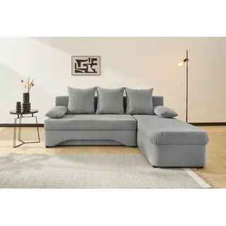 Jockenhöfer Gruppe Ecksofa L-Form, B: 191 cm, auch in Cord, Platzsparendes Schlafsofa & Eckcouch mit Bettkasten & Schlaffunktion grau