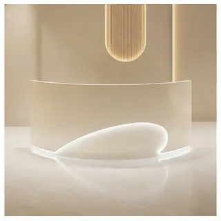 Muxing Empfangstheke mit LED-Beleuchtung, MDF, stabil & langlebig (1-St), sofort einsatzbereit, für Gewerbe & Praxis, 100×100×60, Beige beige 100 cm x 100 cm x 60 cm