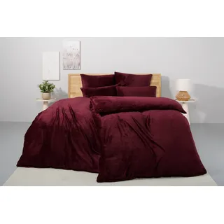 Bettwäsche OTTO HOME "Desner3, besonders weich im Griff, Cashmere-Touch", rot (bordeaux), B/L: 135cm x 200cm, 1 Stk., 1 Stk., Fleece, B/L: 40cm x 80cm, 2 Stk., Fleece, Obermaterial: 100% Polyester, Bettwäsche, Bettwäsche, Bettwäsche mit Reißverschluss