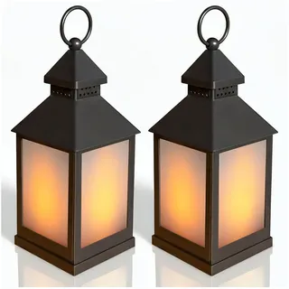 EAXUS LED Laterne Sturmlaterne mit Flammeneffekt Kerze - Wohnzimmer & Garten, Täuschend echter Flackereffekt, LED fest integriert, Warmweiß, Flackerndes Windlicht mit Milchglas-Optik grau|schwarz