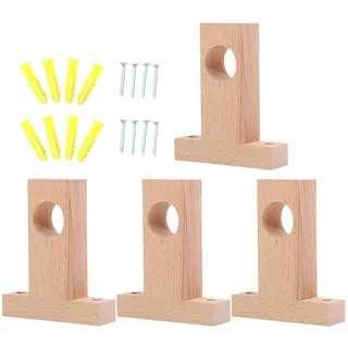 iplusmile Holz Gardinenstangenhalterung 4 Stück für 2,5 cm & 3,0 cm Gardinenstangen – Stabil befestigt ohne Bohren, Einfache Montage mit Schrauben & Ankern – for Wohnzimmer, Schlafzimmer, Büro