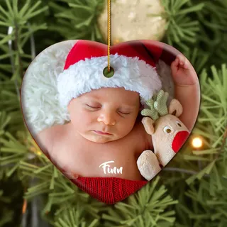 iDIY Personalisierte Weihnachtskugel mit Foto - Mein erstes Weihnachten Kugel, Weihnachtskugeln mit Bild und Name, Christbaumkugeln Selber Gestalten
