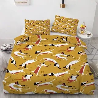 ROUSKI Bettwäsche-Set 135x200cm 2-teilig Mikrofaser Dackel Motiv