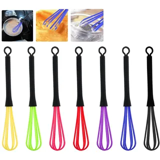 HORREX 7-teiliger Schneebesen-Set, Mini Schneebesen, Kunststoff Salon Friseur Haarfarbe Dye Creme Whisk Ballon Mixer, Hochwertiger Whisk für Wohnküche
