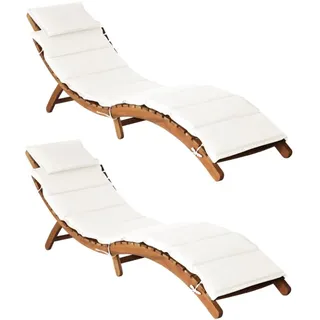 vidaXL Sonnenliege 95 x 60 x 24 cm Cremeweiß