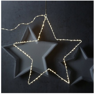 MARELIDA LED-Stern für außen Leuchtstern Metallstern 140LED 40cm Weihnachtsstern Timer Innen/Außen, warmweiß (2100K bis 3000K) weiß
