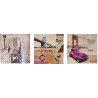Leinwandbild T376, Wandbild Keilrahmenbild Kunstdruck, 3-teilig 150x50cm ~ New York