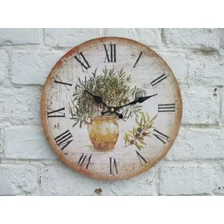 Wunderschöne, mediterrane Wanduhr mit Olivendekor, 28 cm, Landhaus