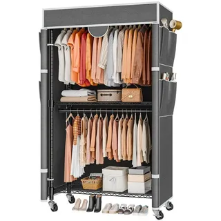 LuxusKollektion Kleiderständer Kleiderständer mit Abdeckung, 90x45x205cm, (1 St) grau