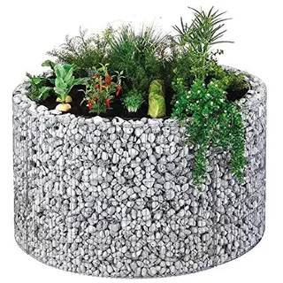 bellissa - Gabionen-Hochbeet rund Durchmesser 146cm außen 126cm innen, Höhe 80 cm - Feinmaschige Gabionenkörbe befüllbar - Witterungsbeständiges Gabionen-Hochbeet - DIY-Bausatz inkl. Trennfolie (L)