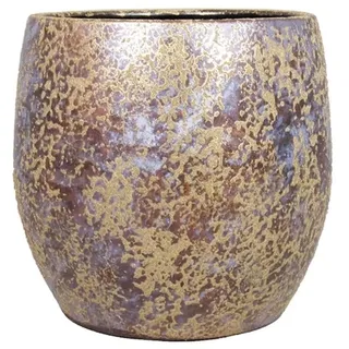 INNA-Glas Vintage Pflanztopf Mago aus Keramik, Gold, 17 cm, Ø 19 cm