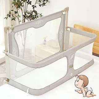 3 in 1 Beistellbett Baby, Babywiege, Kinderbett Babybett,Beistellbett für Babys im Bett, beistellbett Baby boxspringbett, Beistellbett mit Moskitonetz, der auf das Bett gestellt Werden kann(Creamy-whi