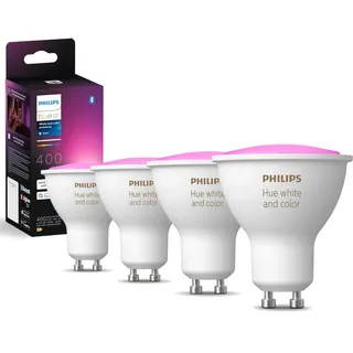 Philips Hue Vorteilspaket - GU10 - mit 4 Spots - Weißes und Farbiges Licht - Hue White and Color Ambiance