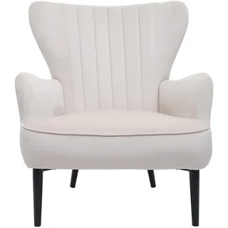 Mendler Lounge-Sessel HWC-K37 Samt 75 x 87,5 x 75 cm creme-beige mit Rollen