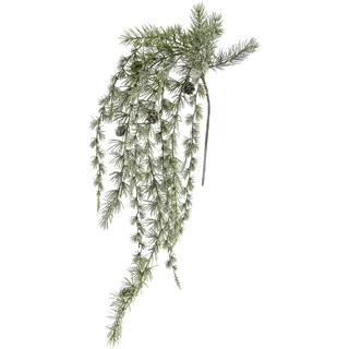 Flair Flower Kieferzweig hängend Zapfen Schnee 65cm Kieferhänger geeist Girlande Tannengirlande Kette Adventskranz Zubehör Kranz Weihnachtsdekoration Kunsttanne Hängepflanze,256941GNW,Grün