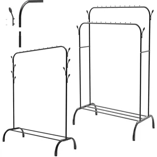 YouseaHome Kindergarderobe Metall Kleiderständer 110x150x55cm mit Schuhregal stabiler Garderobenstange für Kinderzimmer Schlafzimmer