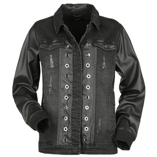 Black Premium by EMP Jeansjacke - Jeans Jacket With Faux Leather Details - XS bis XXL - für Damen - Größe M - schwarz - M