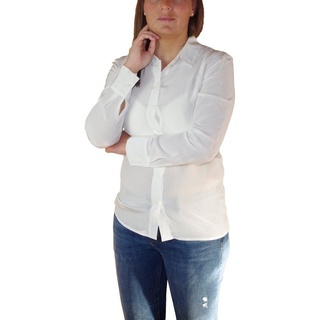 Posh Gear Seidenbluse Damen Seidenbluse Collettoseta Bluse aus 100% Seide 100% Seide weiß S