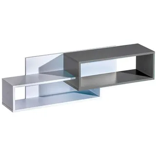 99rooms Wandregal Taira I, Wandregal, Wandschrank, 2 offene Fächer, aus Holzwerkstoff, viel Stauraum, Modern Design grau|weiß