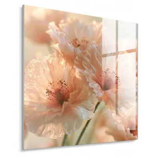 STYLER Glasbild 30x30 cm Poppy Petals Mohnblumen Blumenmotiv florale Wanddekoration Wohnzimmer Schlafzimmer Küche