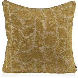 Dekokissen H.O.C.K. "Nelly", gelb (gelb, geblümt), B:60cm H:10cm L:60cm, Baumwolle, Leinen, Polyacryl, Polyester, Viskose, Dekokissen_Sitzkissen_Kissenhüllen, mit Blätter-Muster, Kissenhülle mit Füllung, 1 Stück