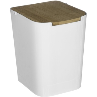 5five Simply Smart Mülleimer Natureo aus Kunststoff Bambus weiß/braun 24,5cm x 22cm x 18cm
