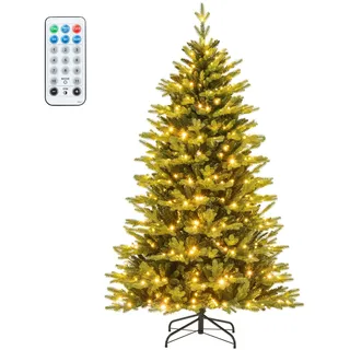 COSTWAY Künstlicher Weihnachtsbaum mit Beleuchtung, 180 cm Tannenbaum mit 11 Beleuchtungsmodi, 3 automatischen Timern, 4-stufiger Helligkeit und Fernbedienung, Christbaum, Kunstbaum Weihnachten, Grün