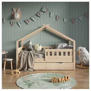 VitaliSpa Hausbett Design 80 x 160 cm Kiefer massiv braun naturbelassen