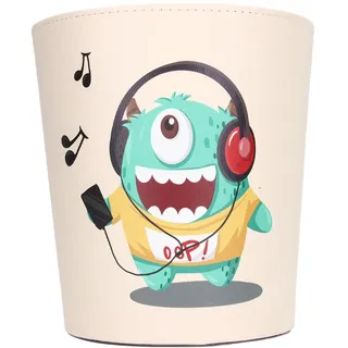 TITA-DONG Cartoon-Mülleimer, Große Kapazität, Breites Kaliber, Grünes Monster, rutschfeste, Nicht Gewebte Basis, Niedlich, Wasserdicht, PU-Leder, Schöner Praktischer Mülleimer für Kinderzimmer