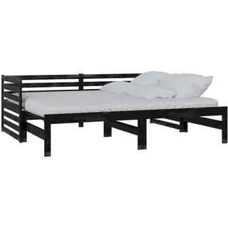 vidaXL Tagesbett Ausziehbar Schwarz Kiefer Massivholz 2x(90x200) cm