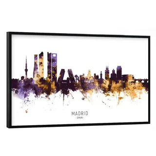 artboxONE Poster mit schwarzem Rahmen 90x60 cm Städte Madrid Spain Skyline PurpleGold - Bild Madrid Cityscape Madrid
