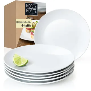 BASIC Dessertteller Set 6 Personen modern  Ø 20,5 cm  Hochwertiges Porzellan ...