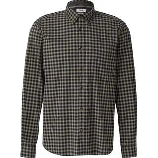 s.Oliver Regular Fit: Elastisches Button-Down-Hemd mit Karomuster - schwarz|mehrfarbig - XL